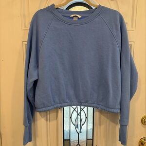H&M fun Cropped Crewneck Sweatshirt in cornflower Blue